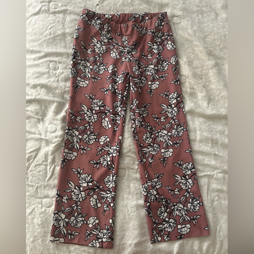 Elegant Floral Boot Cut Pants in Mauve